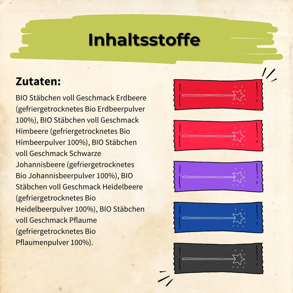 Sachets HELPA BIO à la poudre de fruits - arômes fruités - fruits - fraises - framboises - myrtilles - prunes - cassis - 100% fruits lyophilisés - alimentation bébé Produits déshydratés Naty Shop