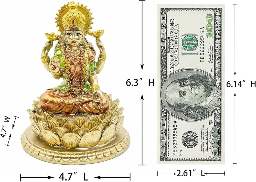 Sculpture de lotus de la déesse hindoue Laxmi – Statue du dieu indien Lakshmi Puja – Figurines d'idole Murti de l'Inde Pooja Article Cadeaux Diwali Statuettes et sculptures Naty Shop