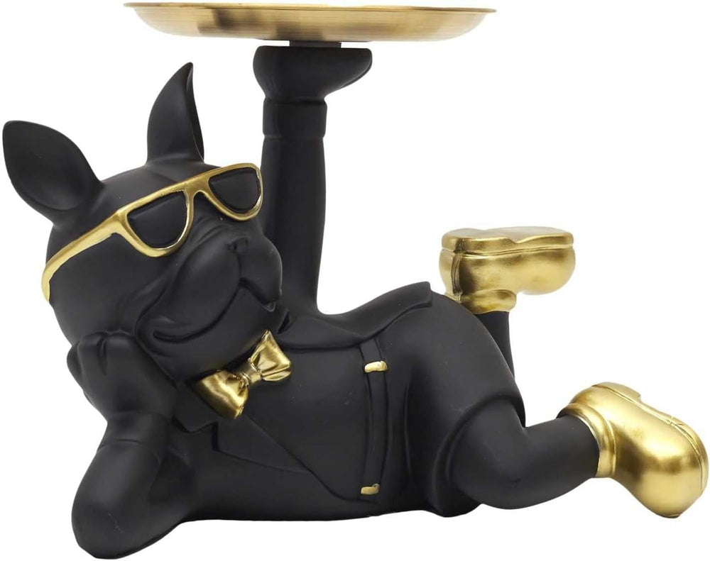 HOME DECO FACTORY, HD0160, Statue Astronaute avec vide-poche noir, objet de décoration moderne et pratique, design futuriste, idéal pour salon ou bureau, taille : 20 cm, couleur : noir et doré Figurines et sculptures Naty Shop Sau. Noir ou Noir