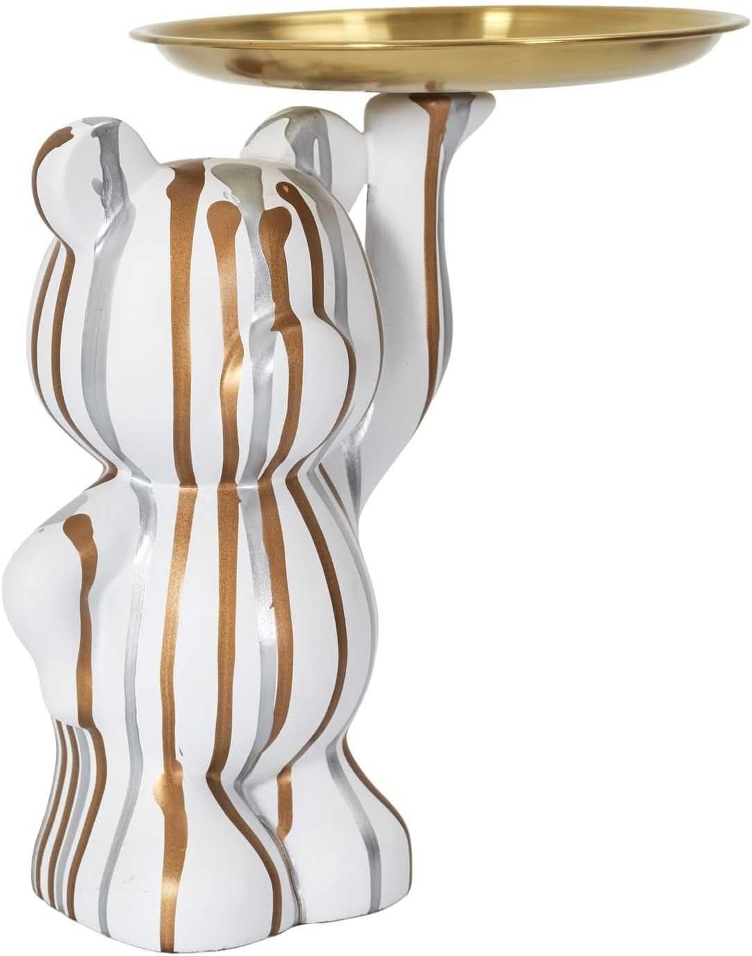 HOME DECO FACTORY, HD0160, Statue Astronaute avec vide-poche noir, objet de décoration moderne et pratique, design futuriste, idéal pour salon ou bureau, taille : 20 cm, coloris : noir et doré Naty Shop Statuettes et sculptures Blanc. Or. Argent Blanc, Or, Argent