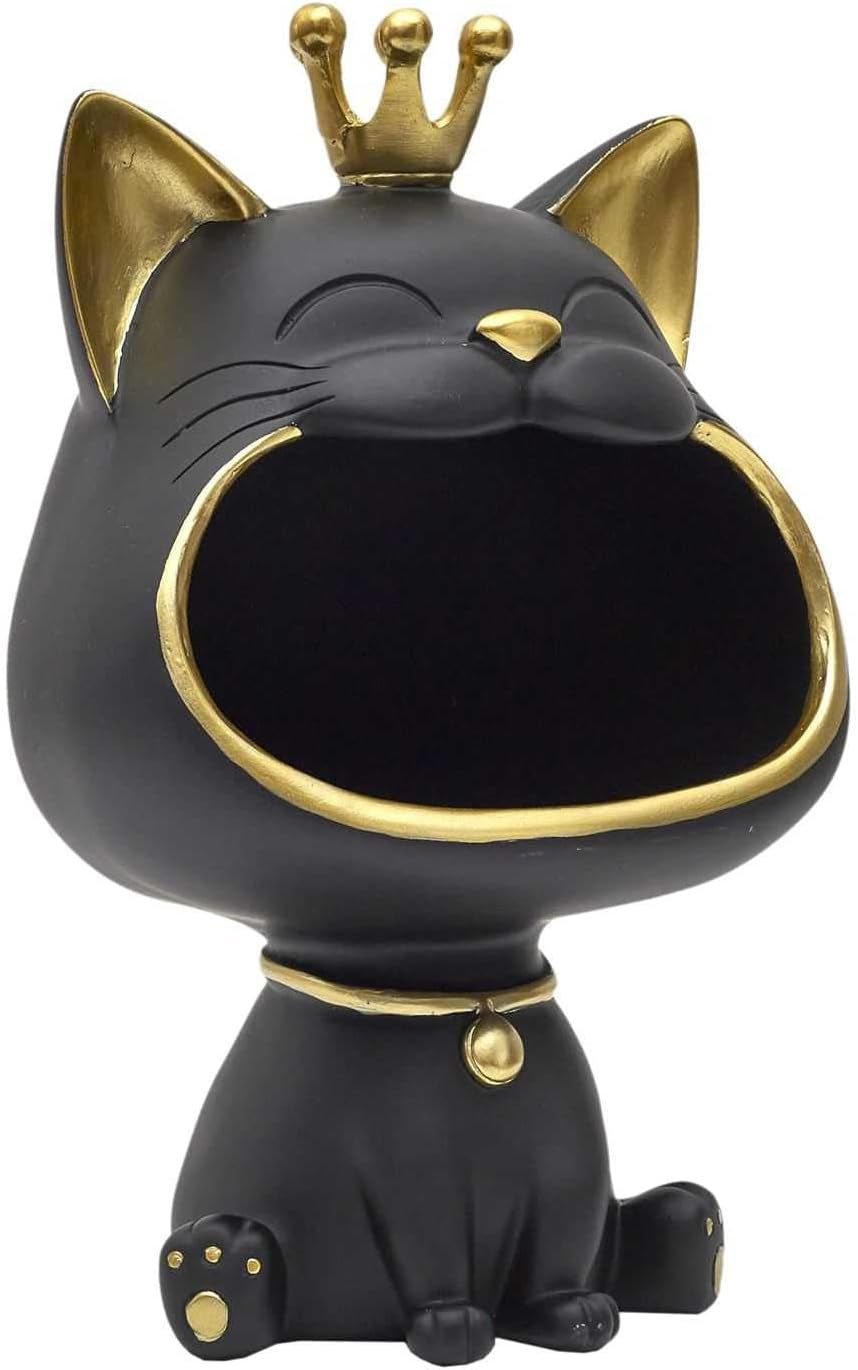 HOME DECO FACTORY, HD0160, Statue Astronaute avec vide-poche noir, objet de décoration moderne et pratique, design futuriste, idéal pour salon ou bureau, taille : 20 cm, couleur : noir et doré Figurines et sculptures Naty Shop Noir. Ou Noir, Ou