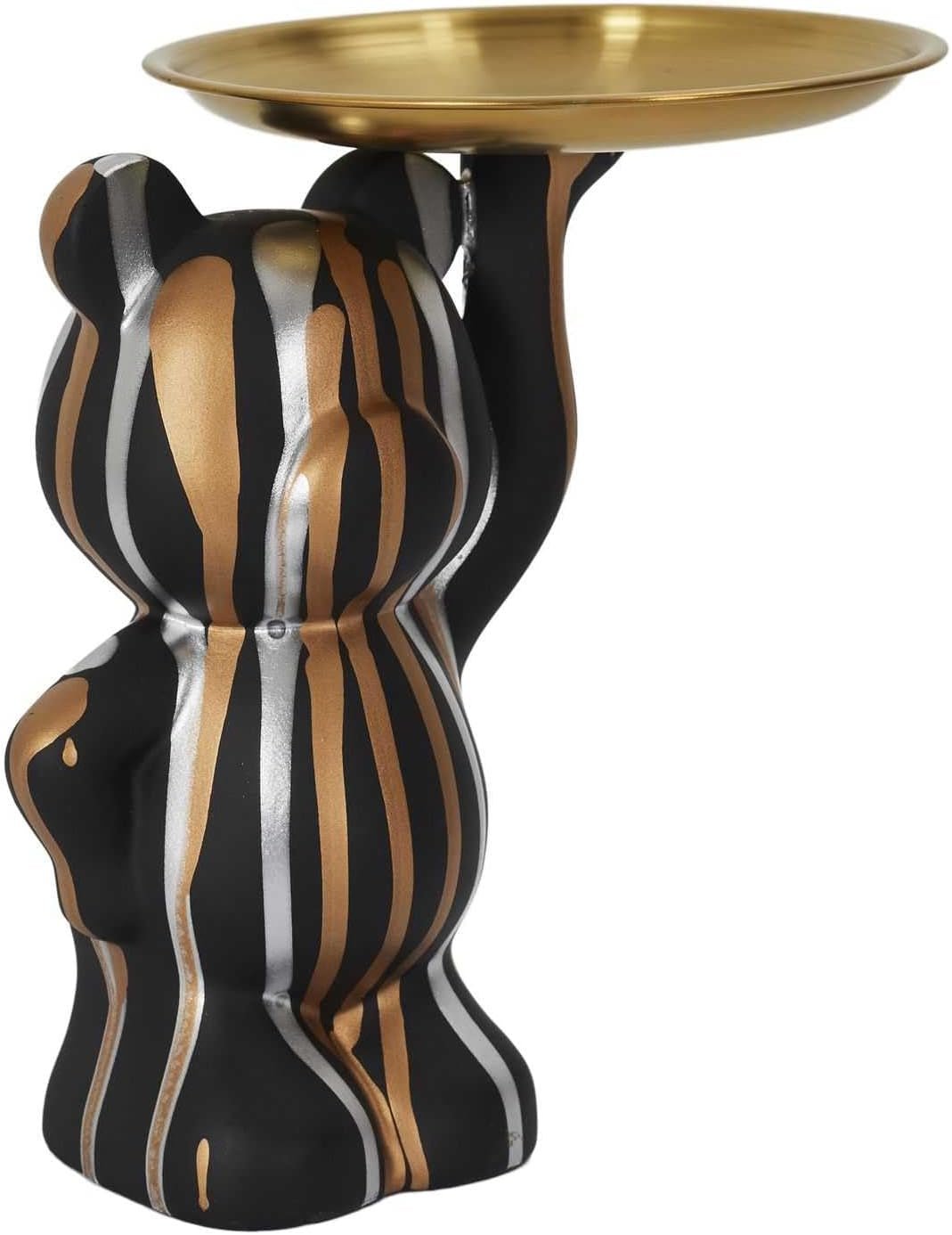 HOME DECO FACTORY, HD0160, Statue Astronaute avec vide-poche noir, objet de décoration moderne et pratique, design futuriste, idéal pour salon ou bureau, taille : 20 cm, coloris : noir et doré Naty Shop Statuettes et sculptures Noir. Doré. Argent Noir, Or, Argent