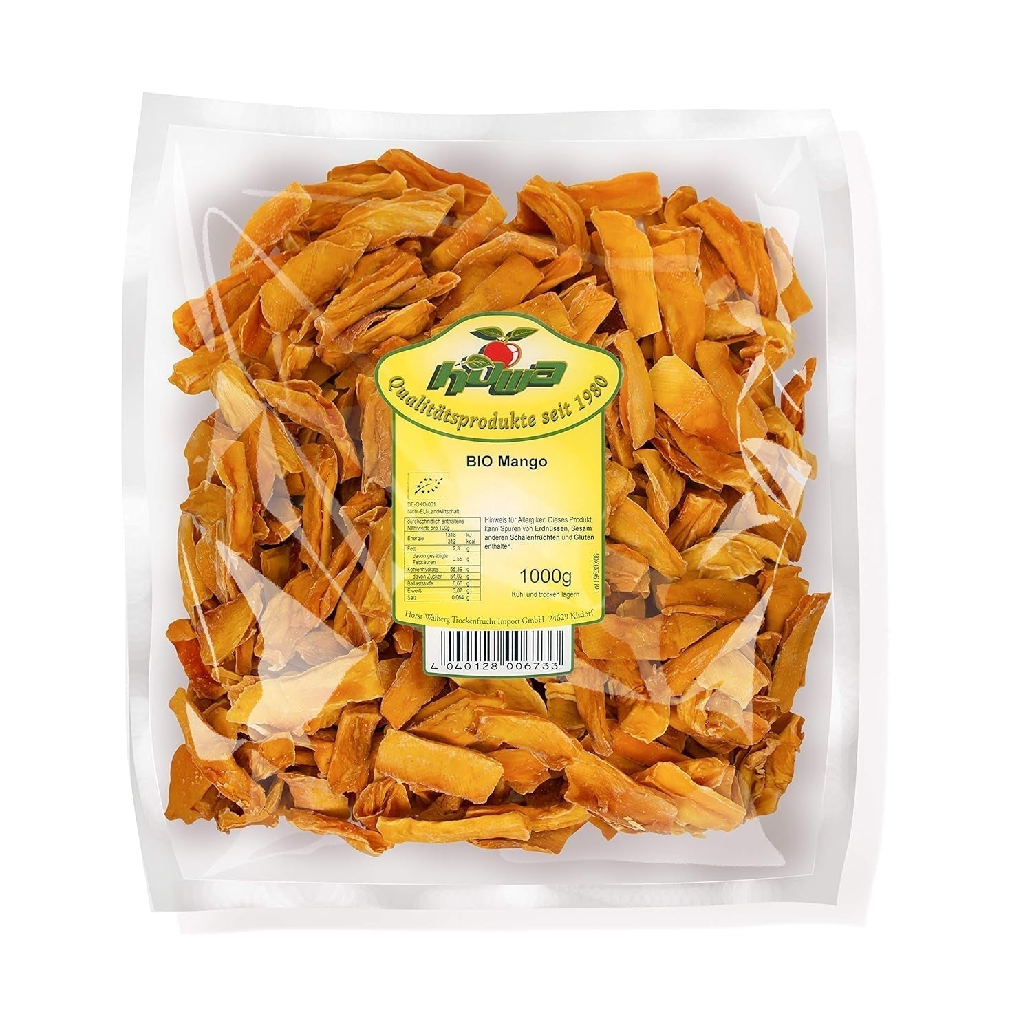 Howa mango uscat - fructe uscate în calitate organică, naturale și nesulfurate - ideal pentru gătit, copt sau ca o gustare sănătoasă - felii de mango - fără zahăr - 1000 g Produse deshidratate Naty Shop Titlu implicit