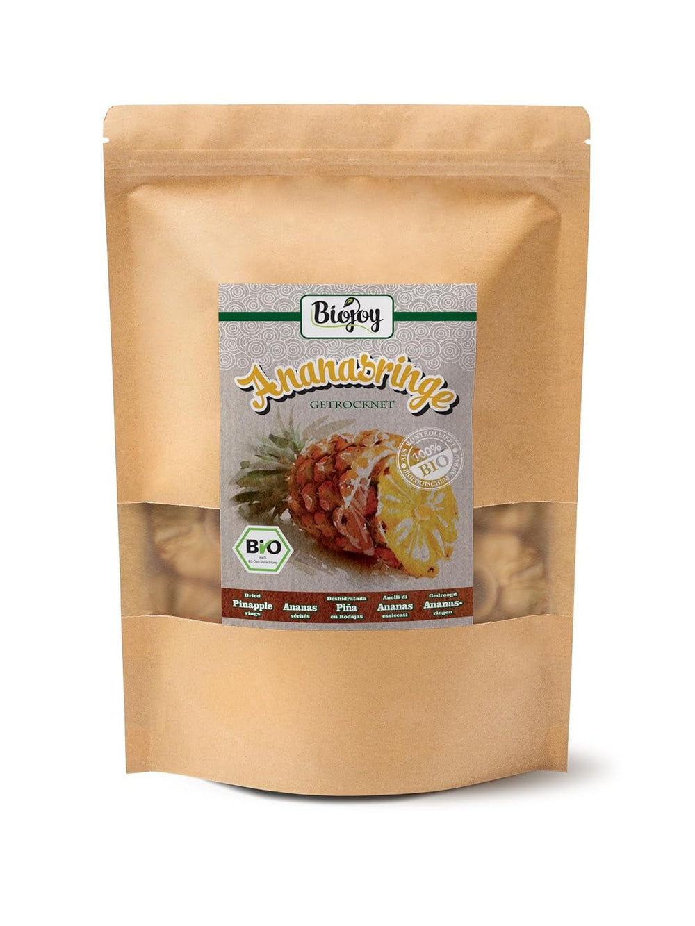 Biojoy BIO rondelles d'ananas séchées (1 kg), sans soufre Naty Shop produits déshydratés 500 G