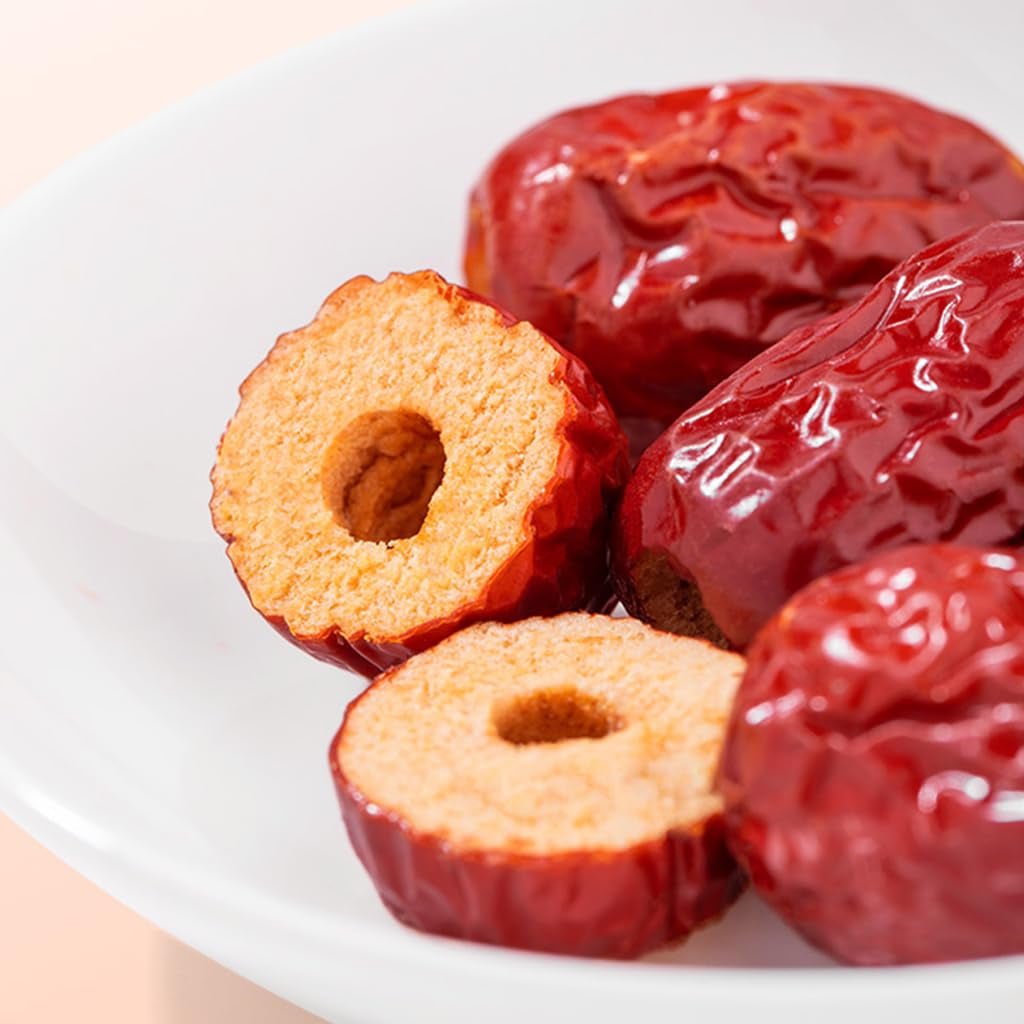 Jujubes datés, dattes dénoyautées en vrac, dattes rouges chinoises, 1,1 lb/500 g de gros jujubes sucrés, fruits de jujube séchés pour collations, thé, soupe, pâtisserie, produits déshydratés Naty Shop