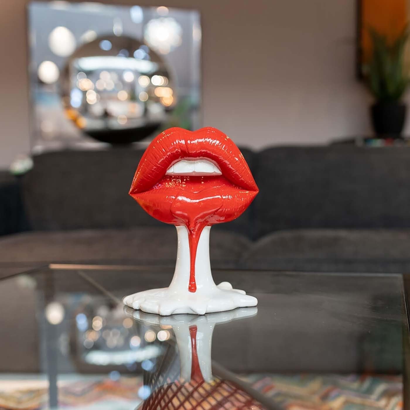Kare Design objet déco Hot Lip, blanc/rouge, accessoire de maison, lèvres, bouche, 26x21x14 cm (h/l/p) Statuettes et sculptures Naty Shop