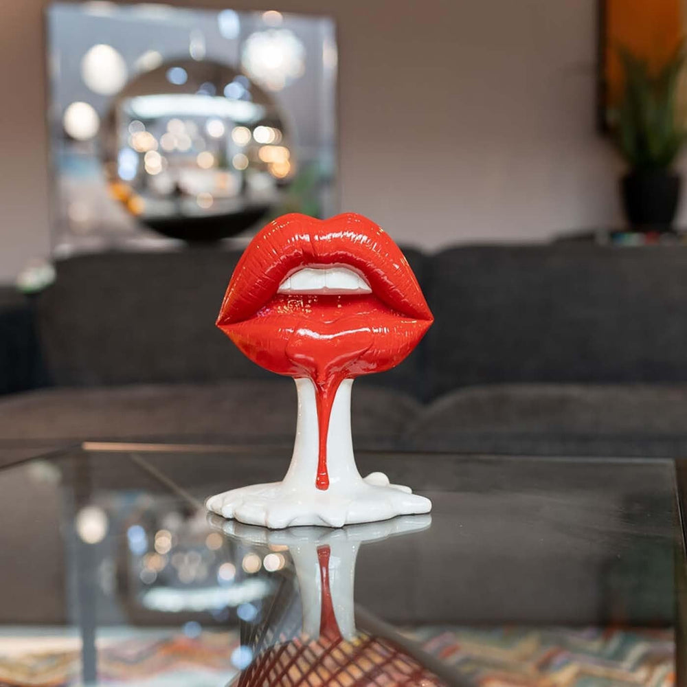 Kare Design objet déco Hot Lip, blanc/rouge, accessoire de maison, lèvres, bouche, 26x21x14 cm (h/l/p) Statuettes et sculptures Naty Shop
