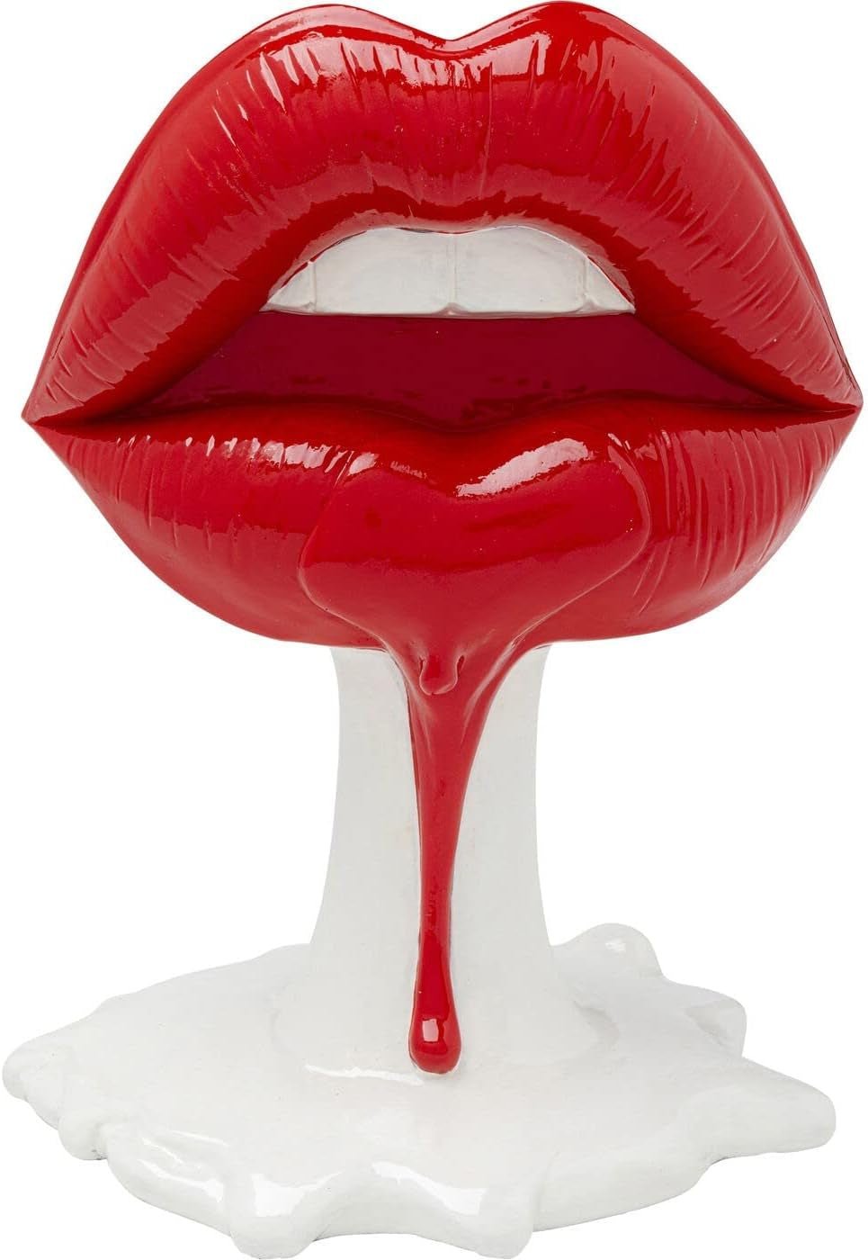 Kare Design objet déco Hot Lip, blanc/rouge, accessoire de maison, lèvres, bouche, 26x21x14 cm (h/l/p) Statuettes et sculptures Naty Shop Rouge/blanc 25.5X20.5X14