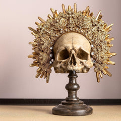 Kare Design objet déco King Skull, marron, sculpture, motif tête de mort, crâne décoratif, peint à la main, fait main, unique, 42x34x20 cm (h/l/p) Statuettes et sculptures Naty Shop