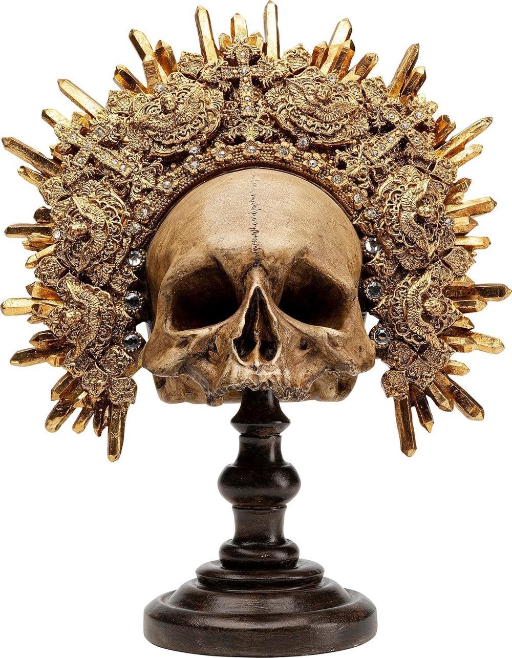 Kare Design objet déco King Skull, marron, sculpture, motif tête de mort, crâne décoratif, peint à la main, fait main, unique, 42x34x20 cm (h/l/p) Statuettes et sculptures Naty Shop Marron