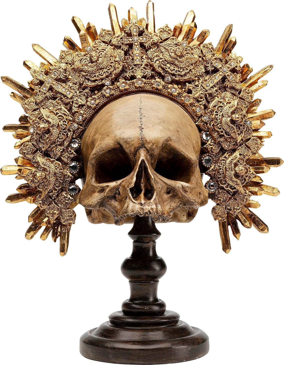Kare Design objet déco King Skull, marron, sculpture, motif tête de mort, crâne décoratif, peint à la main, fait main, unique, 42x34x20 cm (h/l/p) Statuettes et sculptures Naty Shop Marron