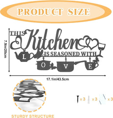 KHayRovies Décoration murale de cuisine en métal Cette cuisine est assaisonnée avec amour Plaque de nom de mot noir Lettres en fer rustiques Citations pour cuisine, ferme, salon Statues et sculptures Naty Shop