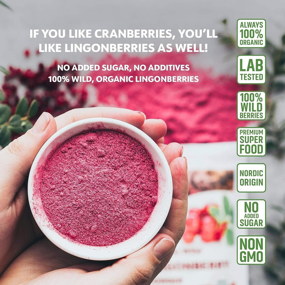 Poudre de myrtille bio LOOV, composée à 100% de myrtilles sauvages entières lyophilisées récoltées dans les forêts du nord de l'Europe, 113g, sans sucre ajouté Naty Shop Produits Déshydratés