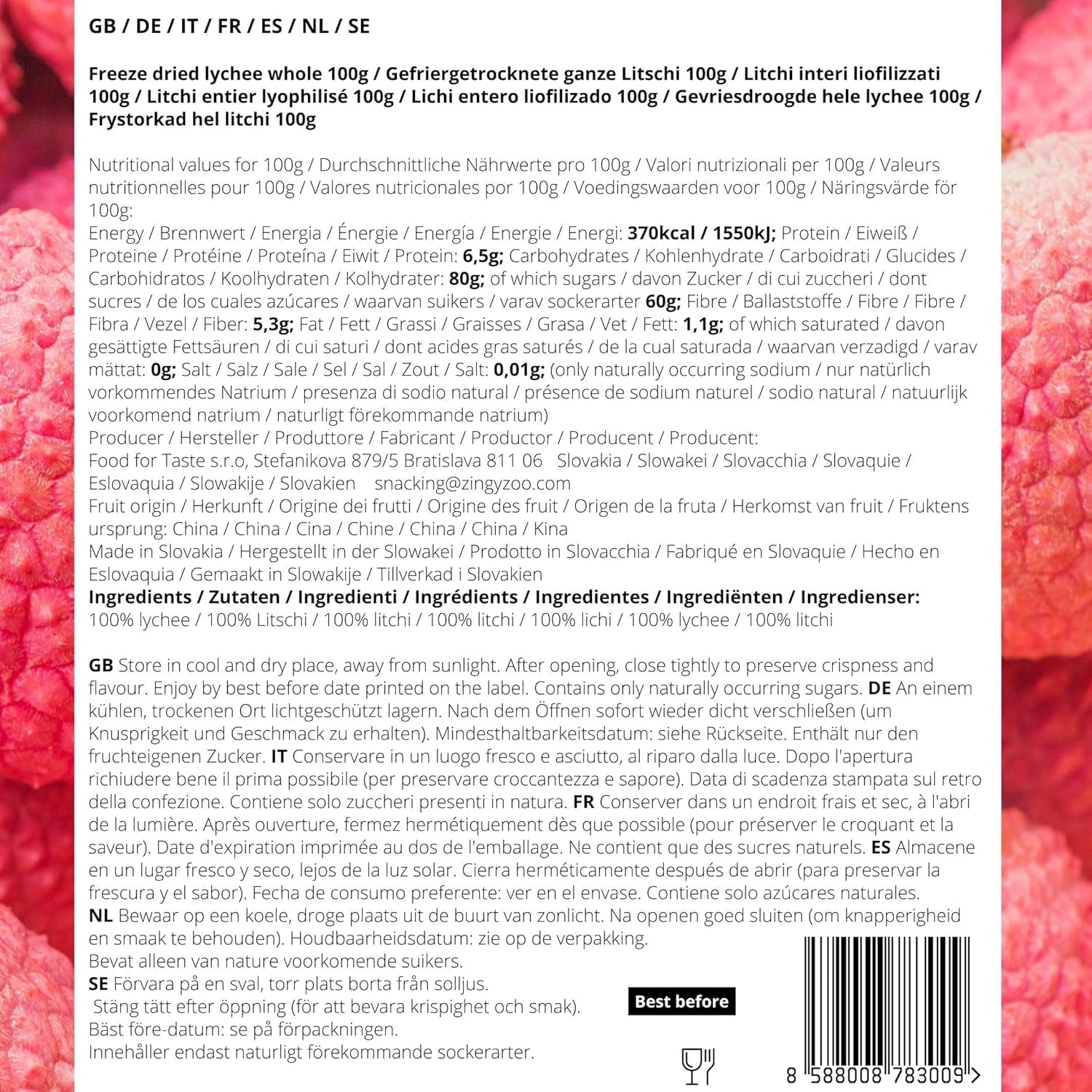 Litchis lyophilisés | 100% fruits lyophilisés séchés litchi | séché naturellement Vegan sans gluten | Pas de jus de litchi Sirop de litchi | Litchi tropical aux fruits lyophilisés | ZingyZoo Produits déshydratés Naty Shop