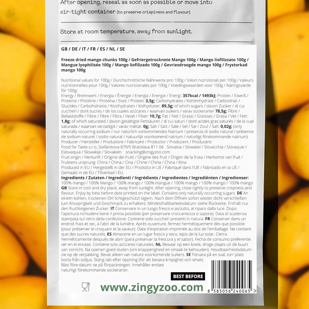 Mangue lyophilisée | Sans sucre ajouté Mangue lyophilisée | Mangue lyophilisée Mangue Mangue séchée | Mangue séchée Fruits secs sans additifs | Mangue séchée ZingyZoo (100g) Produits déshydratés Naty Shop