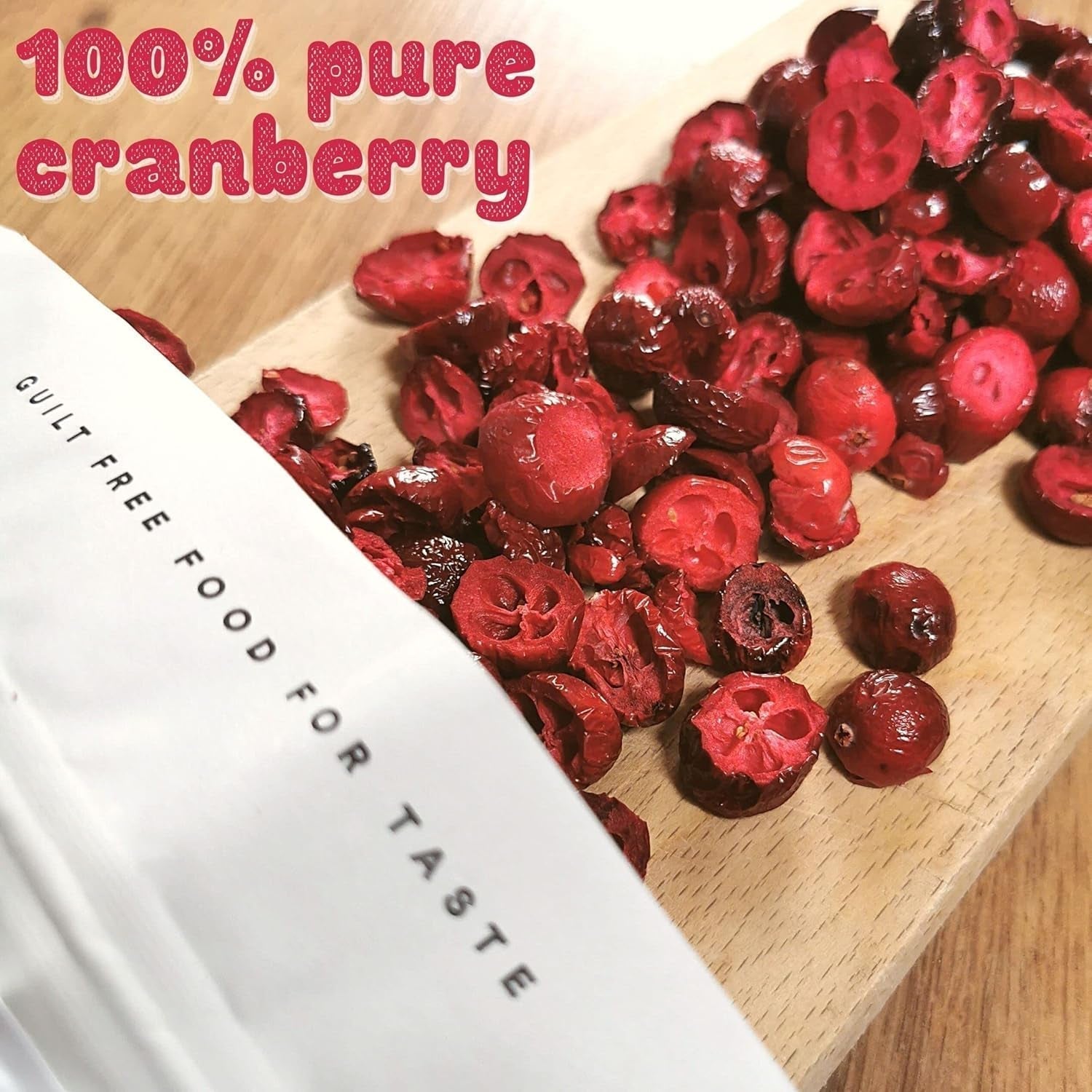 Merișoare liofilizate fără zahăr | XL 250g Merișoare liofilizate naturale neîndulcite | Fructe liofilizate naturale sălbatice | Merișoare liofilizate | ZingyZoo Produse deshidratate Naty Shop