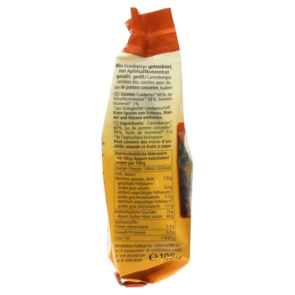 Canneberges bio, 100g produits déshydratés Naty Shop