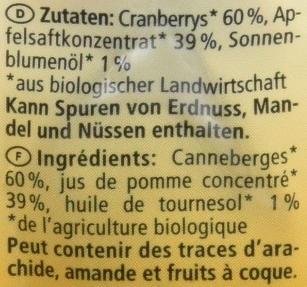 Canneberges bio, 100g produits déshydratés Naty Shop