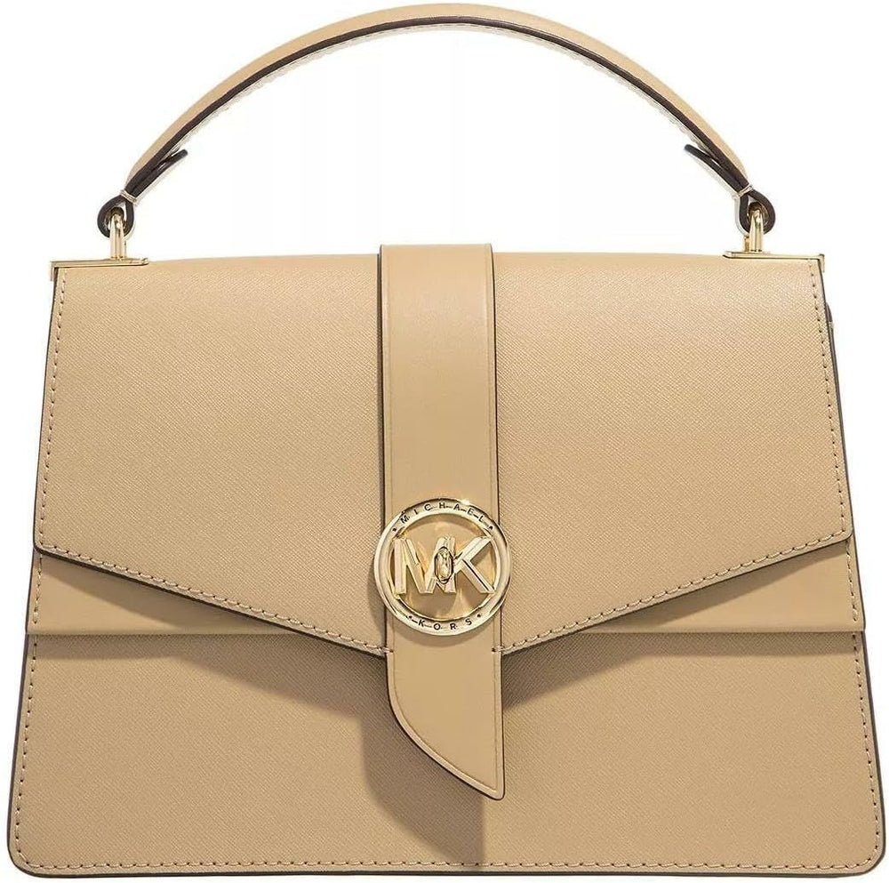 Michael Kors Ladies Md Th Satchel Green Bag Sac Femme Naty Shop Camel