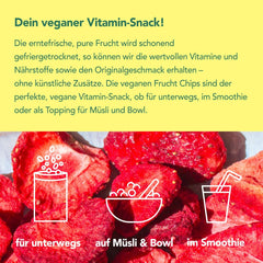 Chips lyophilisées Mono - 300g de chips de fraises à base de fraises 100% naturelles - fruits tropicaux séchés - fraises séchées - snack pour muesli et desserts - chips de fraises Produits déshydratés Naty Shop