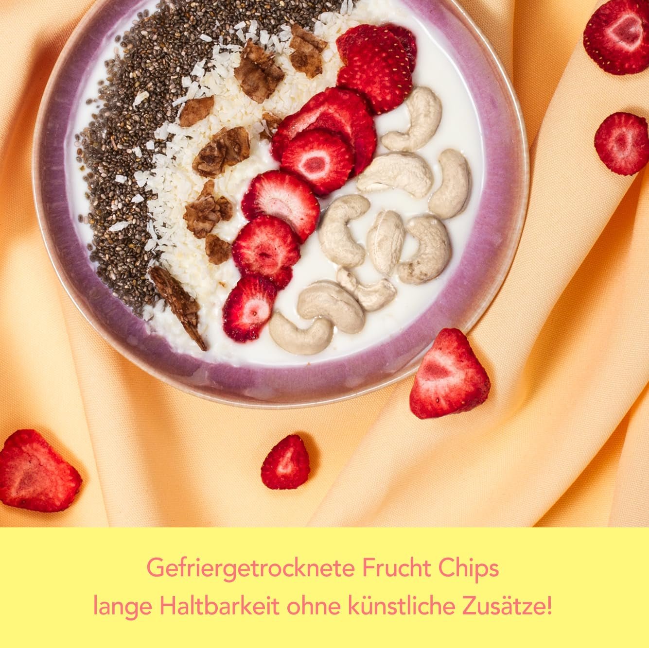 Chips lyophilisées Mono - 300g de chips de fraises à base de fraises 100% naturelles - fruits tropicaux séchés - fraises séchées - snack pour muesli et desserts - chips de fraises Produits déshydratés Naty Shop