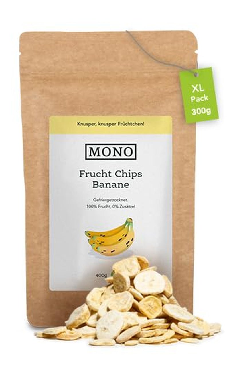 Chips lyophilisées Mono - 300g de chips de fraises à partir de fraises 100% naturelles - fruits tropicaux séchés - fraises séchées - snack pour muesli et desserts - chips de fraises Produits déshydratés Naty Shop Banane