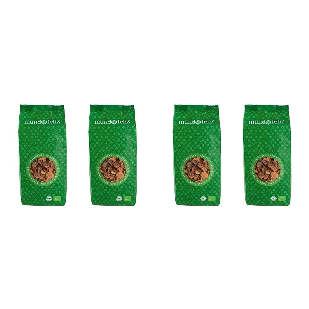 Mundo Feliz Abricots secs bio avec noyaux 2 x 500 g Produits déshydratés My Store 500 G (lot de 4)