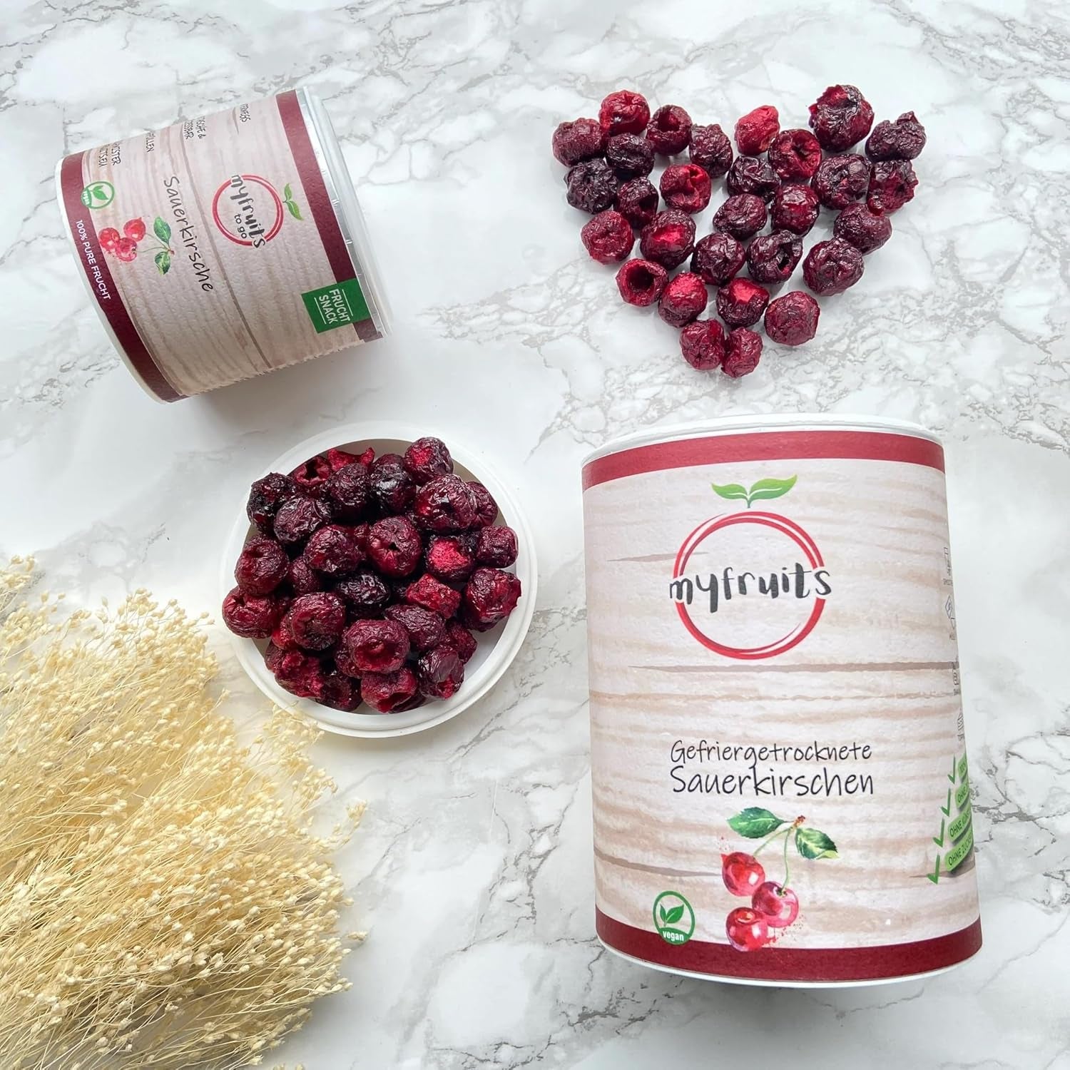 myfruits cerises amères lyophilisées, 80g, sans additifs, à partir de 100% cerises, fruits lyophilisés et déshydratés Produits déshydratés Naty Shop