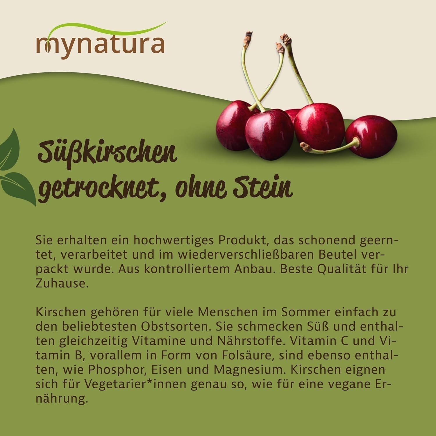 Cerises sucrées, séchées et sans pépins Mynatura I Non sucrées I Fruits secs I Sans additifs I Pâtisserie I Cerises I Snack I Muesli I Vegan I Sachet (1x 1000g) Produits déshydratés Naty Shop