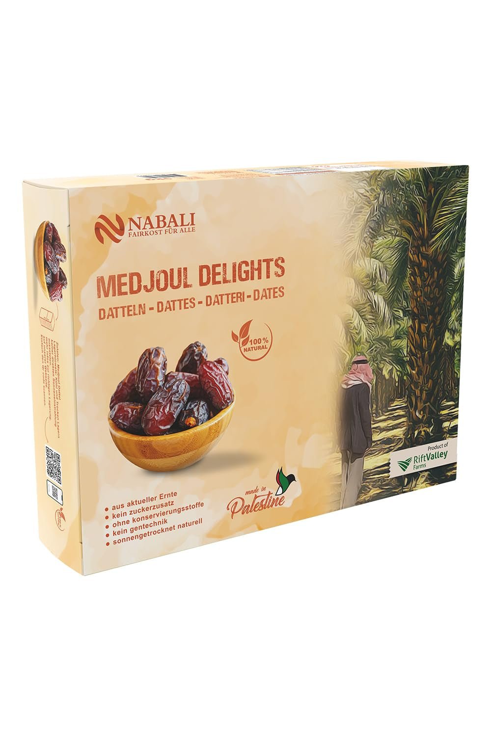 NABALI FAIRKOST 2KG Medjool - Dattes Medjoul Delight Qualité I Arôme 100% naturel frais et vegan I Dattes Medjool sans conservateur sucrées comme le miel et caramélisées (2KG) Produits déshydratés Naty Shop 5 kg (1 pack)