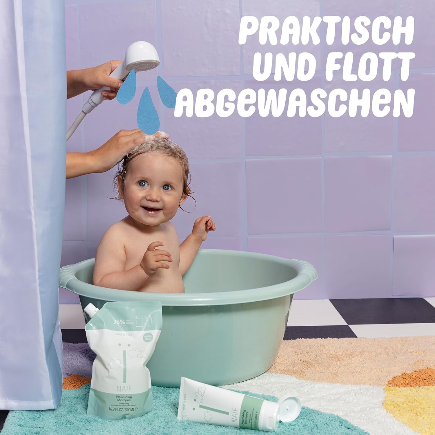 Naïf - Shampoing soin - pour bébés et enfants - Shampoing bébé aux ingrédients naturels - 100% vegan - 0% SLES - Sans microplastiques, silicones et parabens - 200 ml Enfants - Bain et Soin Naty Shop