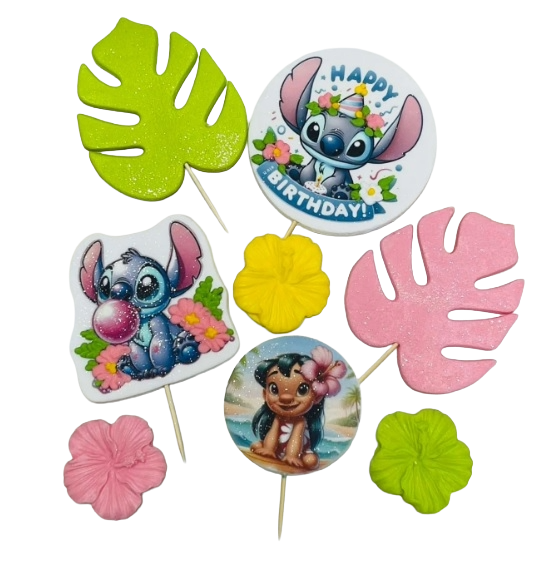Set van 8 eetbare taartdecoraties