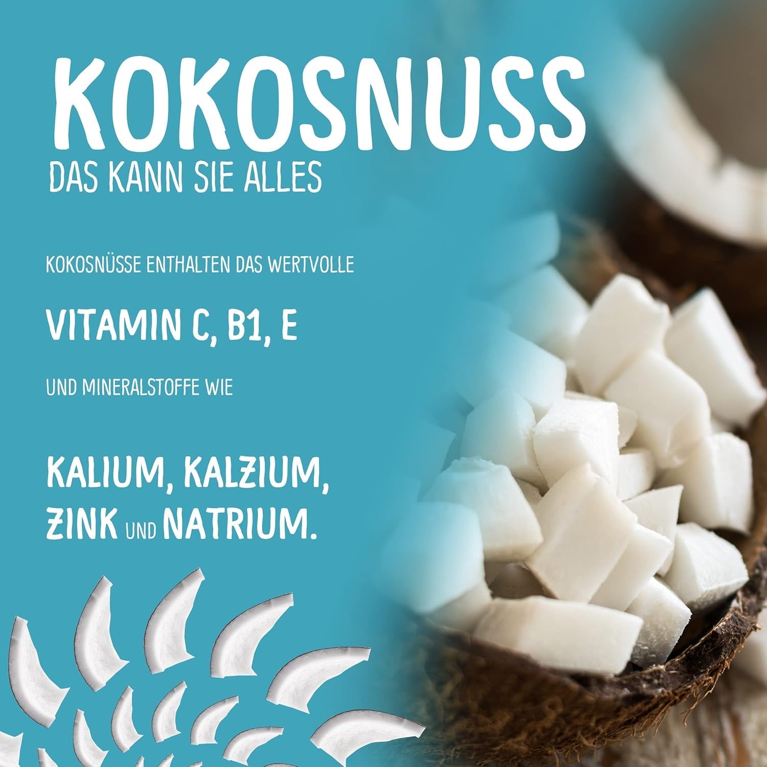 Nucă de cocos liofilizată: 50g fructe liofilizate - dulciuri vegane cuburi de nucă de cocos îndulcite - fructe uscate natural de la NutriPur Produse deshidratate Naty Shop