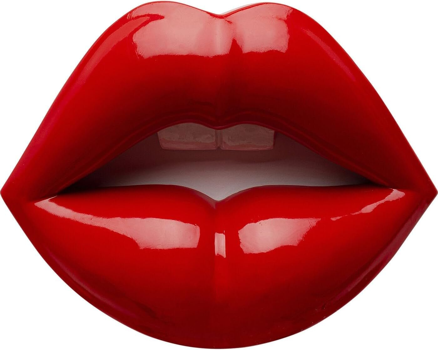 Art mural lèvres, rouge, moderne, objet décoratif, motif lèvres, décoration de chambre, décoration d'étagère, accessoire, salon, couloir, bureau, chambre à coucher, 30 x 23 x 8 cm (H/L/P) Naty Shop Statues & Sculptures Titre par défaut