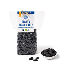 PAKKA - Raisins secs Black Beauty Bio Fairtrade 600gr, raisins noirs bio, sans pépins, séchés au soleil, sans huile, donc collants, sans soufre, directement des petits agriculteurs de Samarkand en Ouzbékistan Produits déshydratés Naty Shop Variante 1 : 600 G (pack de 1)