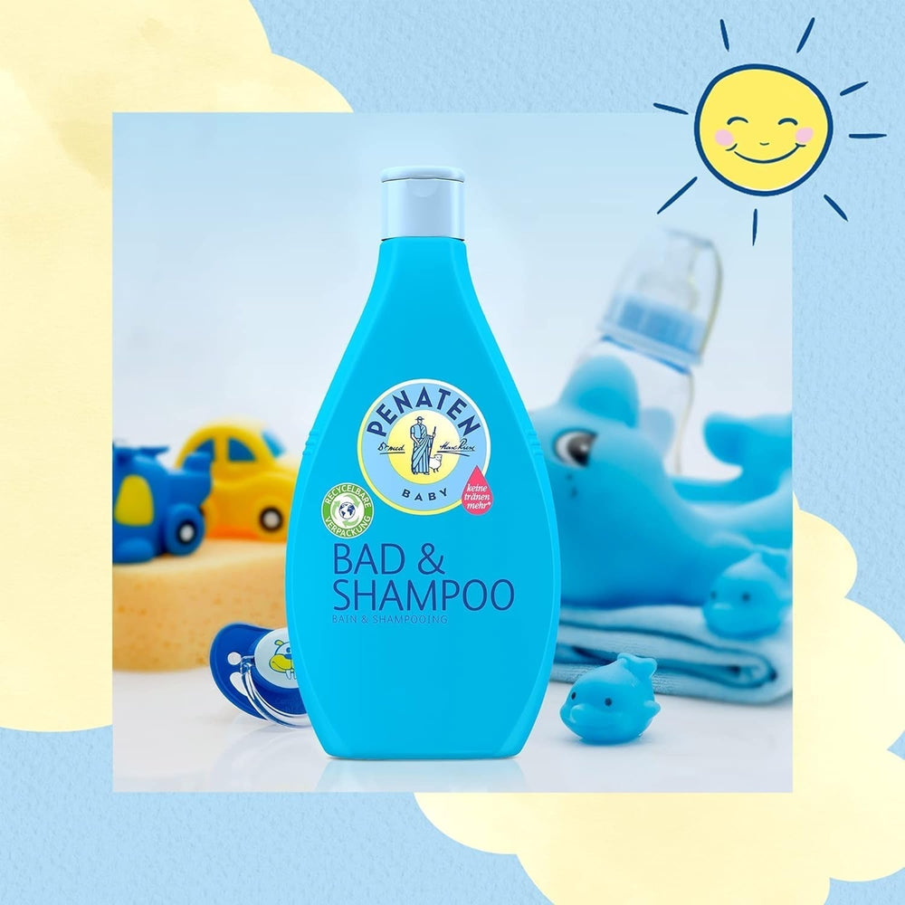 Bain et shampoing PENATEN (400 ml), bain et shampoing doux pour bébé formulé sans parabènes ni colorants, gel douche et shampoing cheveux spécialement élaborés pour les nouveau-nés pour la peau délicate du bébé Enfants - Bain et Soin Naty Shop