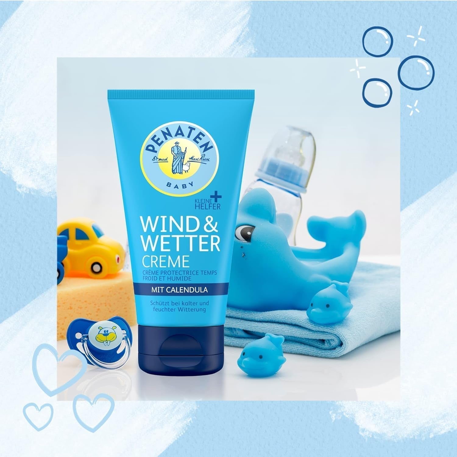 PENATEN Wind & Weather Cream (75 ml), soin bébé avec protection par temps froid et humide, crème de soin protectrice bébé au calendula riche nourrit la peau et forme une barrière protectrice Enfants - Bains et Soin Naty Shop