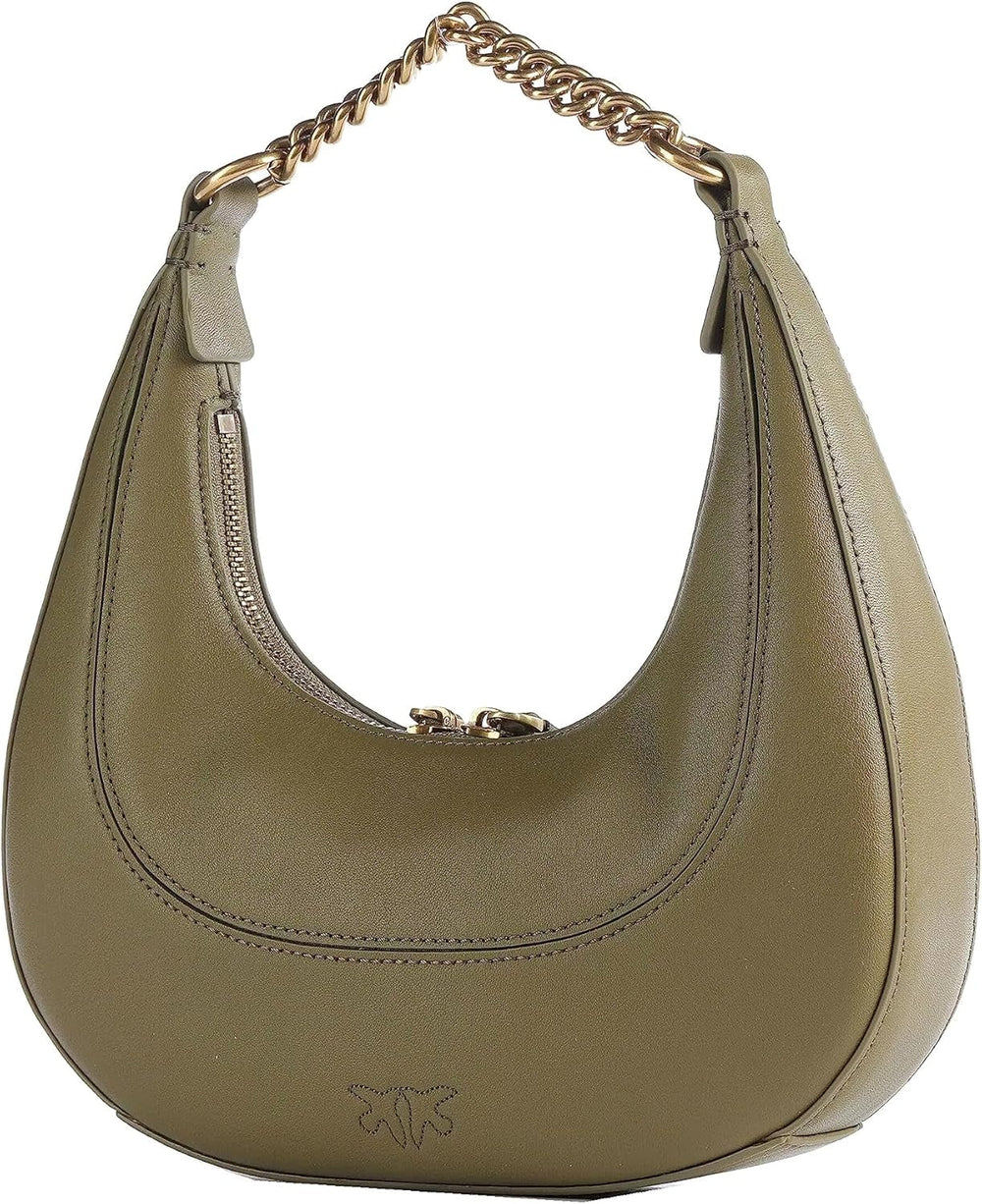 Pinko BRIOCHE HOBO Mini KALB MORB femme, V62q_Green Thread-Antique Gold Sacs femme Naty Shop