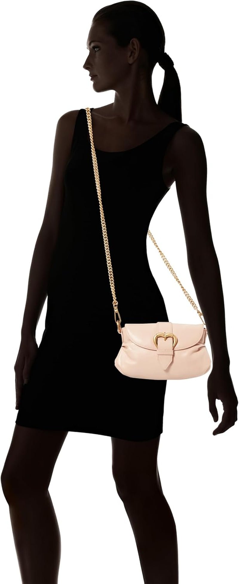 Pinko Jolene, Mini sac à bandoulière en veau cristal pour femme, O81m_Chocolate Gold Naty Shop