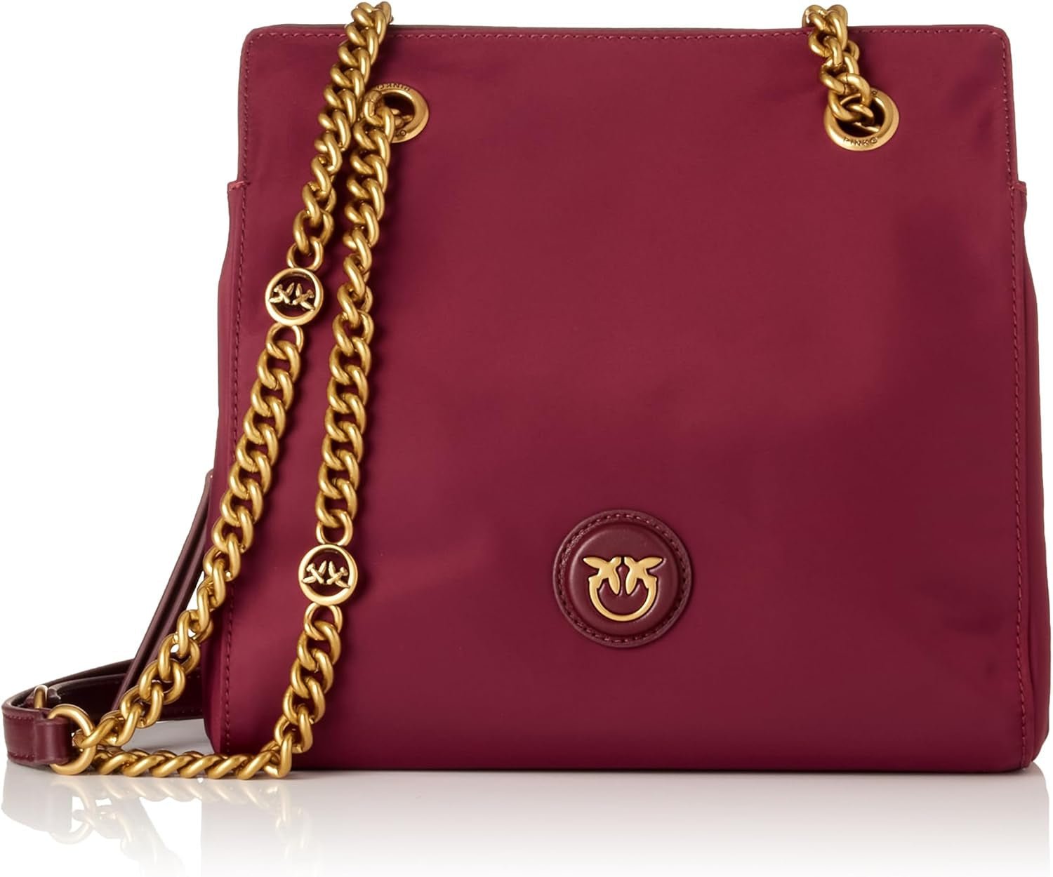 Pinko Gate Shopper recyclé pour femme RECYCELTES Nylon + Sacs pour femme Naty Shop W84Q_Viola Uva-Antique Gold