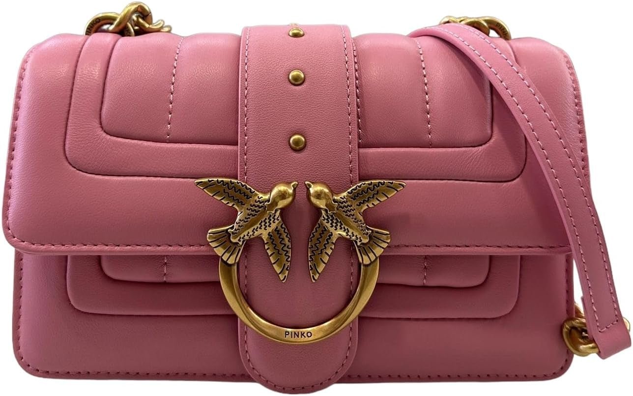 Pinko Ladies Love One Mini Cl Single Side Sheep Nappa Line Quilt Bag Sacs pour femmes Naty Shop P31Q_Marine or antique