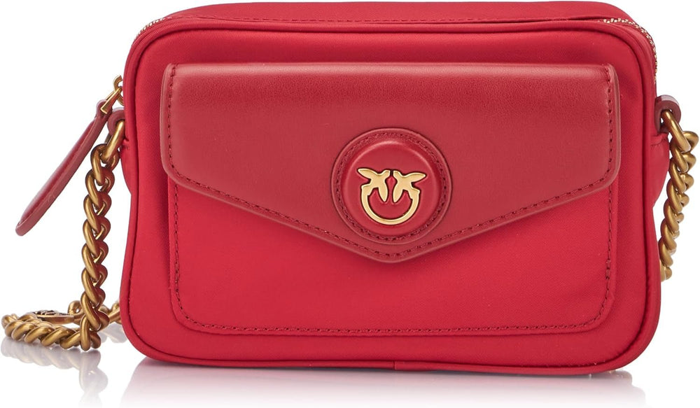 Pinko Nyllo Gate Camera CASE Sacs pour femmes NYLO recyclés Naty Shop R40Q_Dark Red Antique Gold