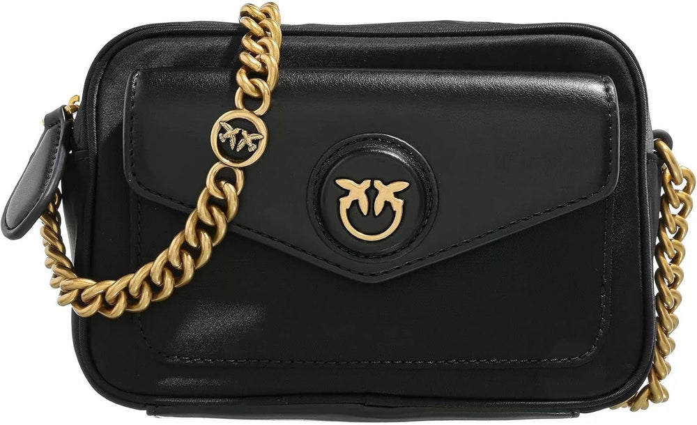 Pinko Nyllo Gate Camera CASE Sacs pour femmes NYLO recyclés Naty Shop Z99Q_Antique Noir-Or