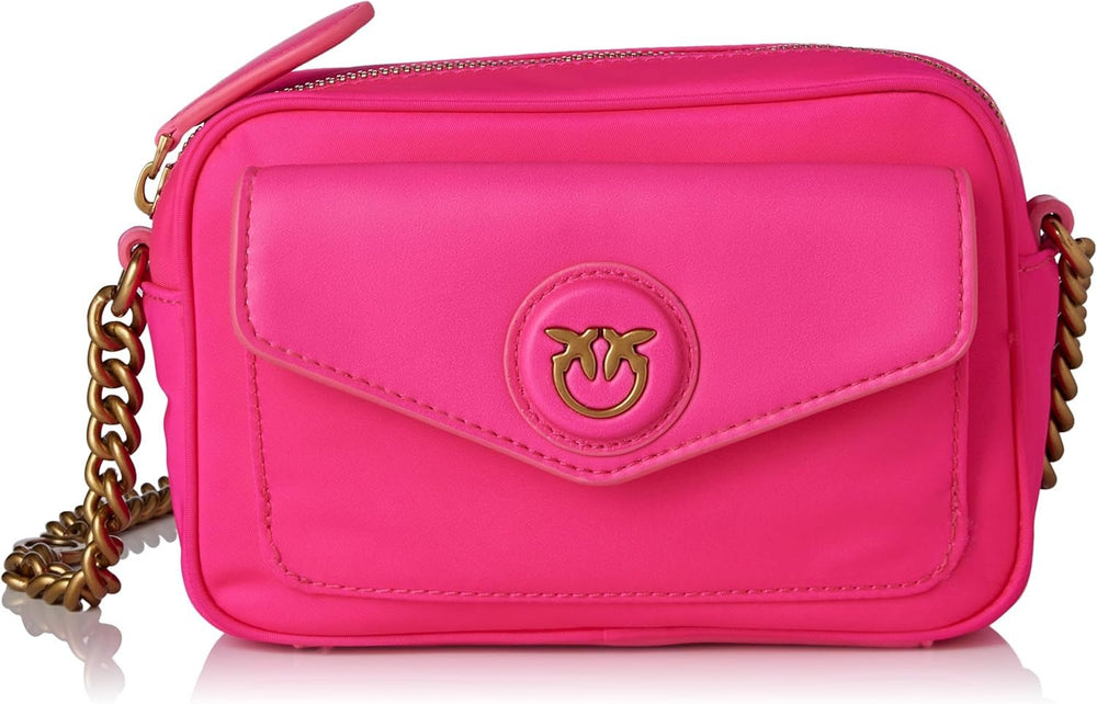 Pinko Nyllo Gate Camera CASE Sacs pour femmes NYLO recyclés Naty Shop N17Q_Pink Pink Pinko-Antique Gold