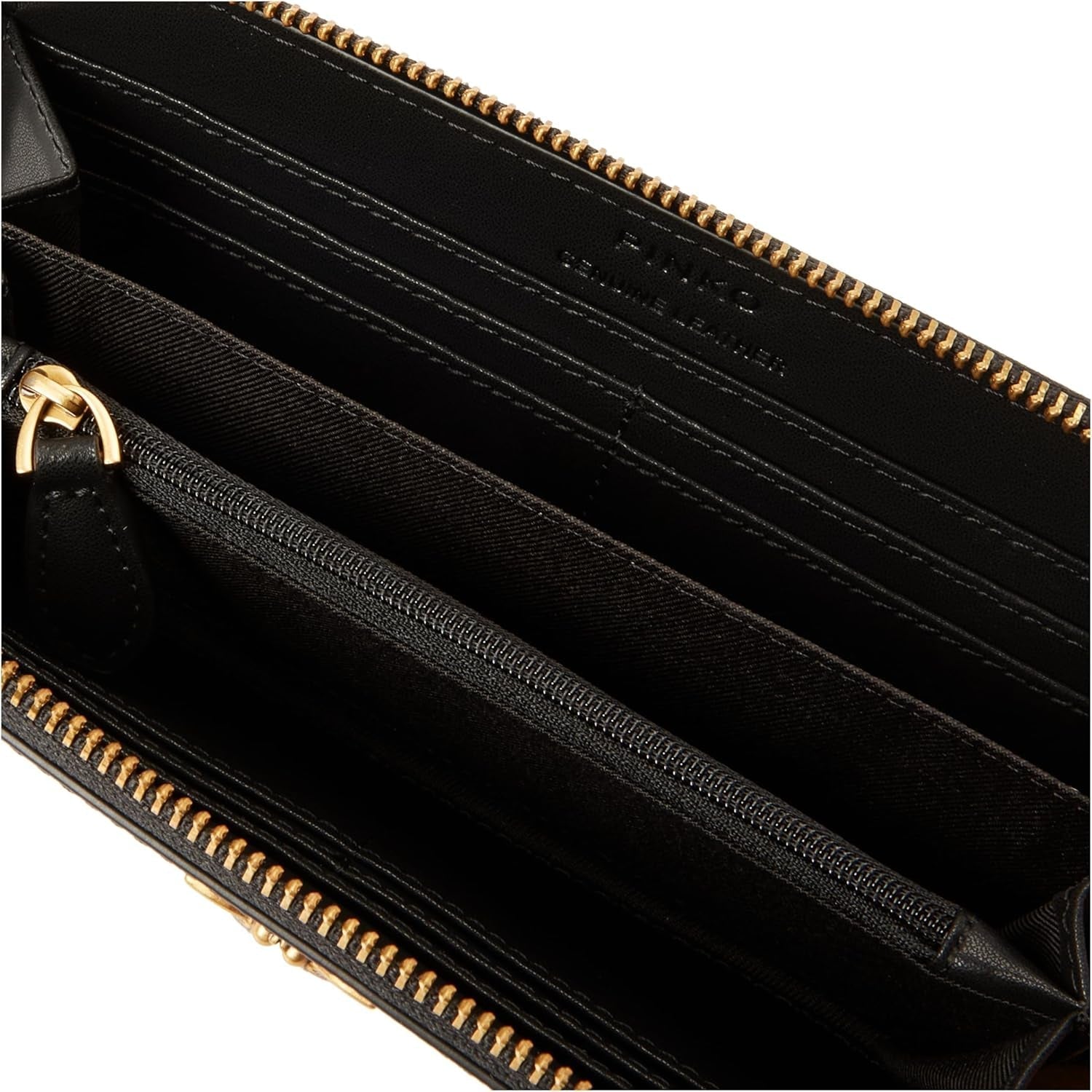 Portefeuille d'accessoires de voyage avec logo imprimé en cuir zippé Ryder Pinko pour femmes, Zm7q_Black/Brown/White.Antique Go Wallet Women Naty Shop