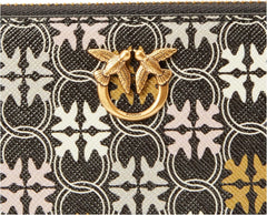 Portefeuille d'accessoires de voyage avec logo imprimé en cuir zippé Ryder Pinko pour femmes, Zm7q_Black/Brown/White.Antique Go Wallet Women Naty Shop