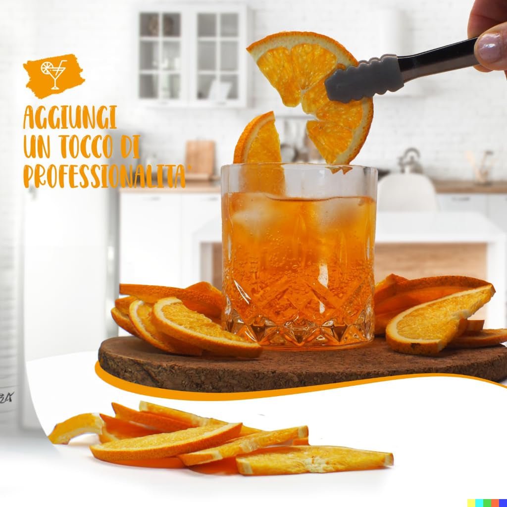 Oranges fraîches lyophilisées en demi-tranches - oranges déshydratées à froid pour cocktails professionnels fruits frais lyophilisés fruits secs pour cocktails - paquet de 1 litre env. 70 produits déshydratés Naty Shop
