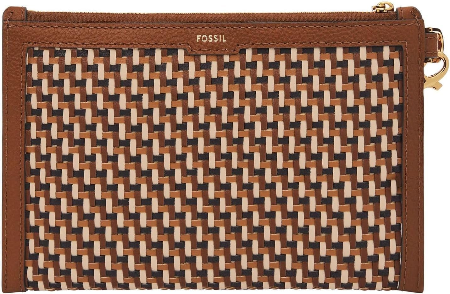 Portefeuille Femme Fossil en Cuir ou Polyester Portefeuille Femme Naty Shop Marron et Doré