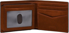 Portefeuille Fossil Everett pour hommes, cuir à deux volets marron moyen 11,5 cm L x 2,5 cm l x 8,9 cm H ML4397210 Portefeuille pour hommes Naty Shop