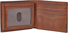 Portefeuille Fossil Quinn pour hommes - 100 % cuir à deux volets marron 11,5 cm L x 2 cm l x 9 cm H ML3644200 Portefeuille pour hommes Naty Shop